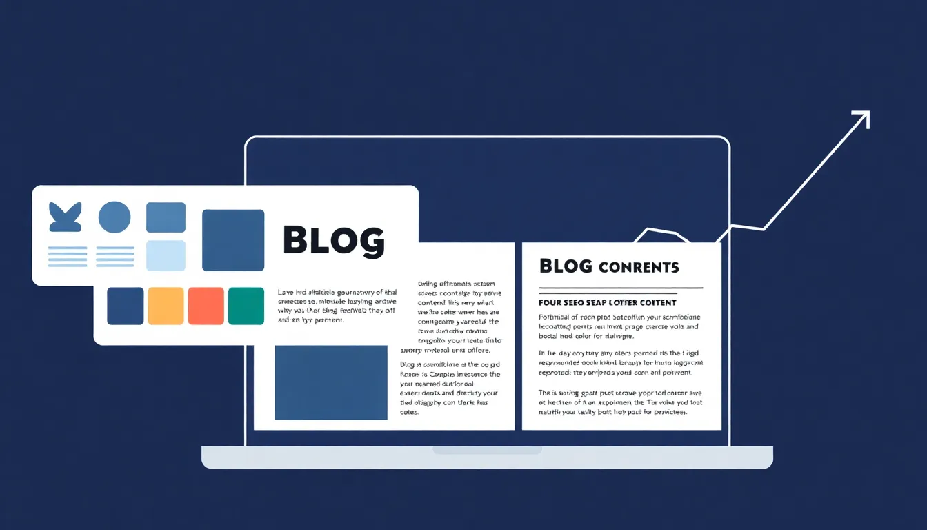AI content generator for SEO producing on-brand blog articles automatically on a laptop screen
